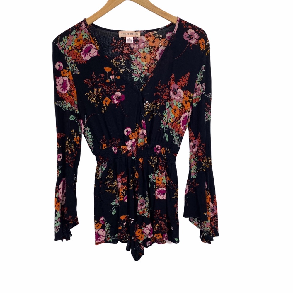 Band of Gypsies black, pink floral romper